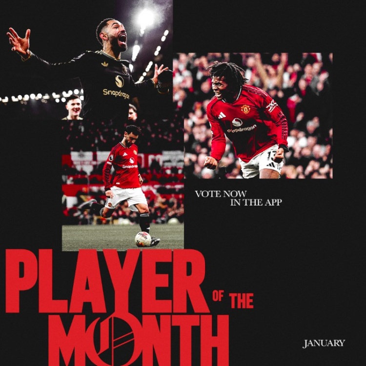 曼联公布1月份最佳球员候选：库尼亚、多尔古和B费